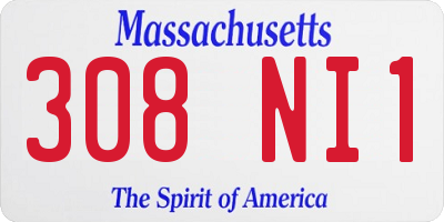 MA license plate 308NI1