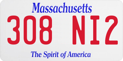 MA license plate 308NI2