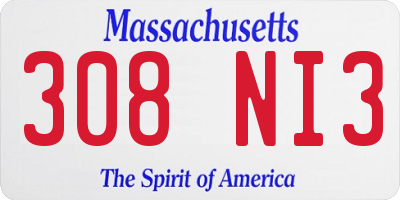 MA license plate 308NI3