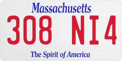 MA license plate 308NI4