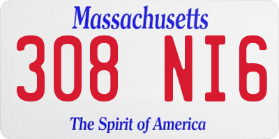 MA license plate 308NI6