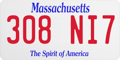 MA license plate 308NI7