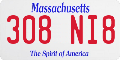 MA license plate 308NI8