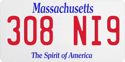 MA license plate 308NI9