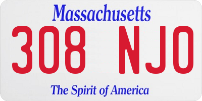 MA license plate 308NJ0