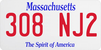 MA license plate 308NJ2