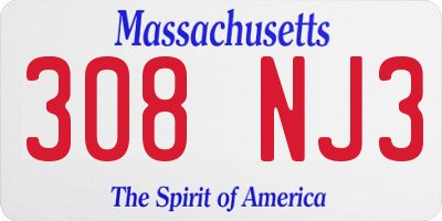 MA license plate 308NJ3