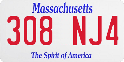 MA license plate 308NJ4