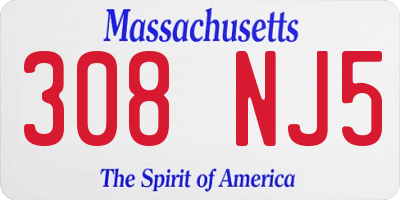 MA license plate 308NJ5