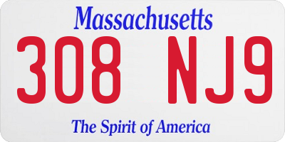 MA license plate 308NJ9