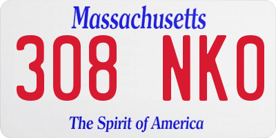 MA license plate 308NK0