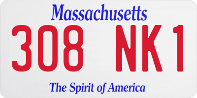 MA license plate 308NK1