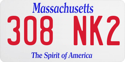 MA license plate 308NK2