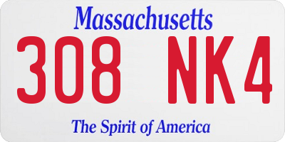 MA license plate 308NK4