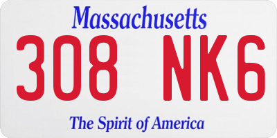 MA license plate 308NK6