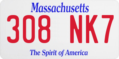 MA license plate 308NK7