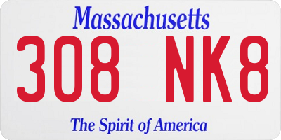 MA license plate 308NK8