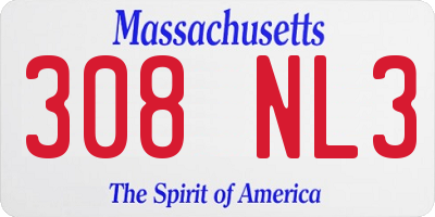 MA license plate 308NL3