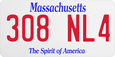 MA license plate 308NL4
