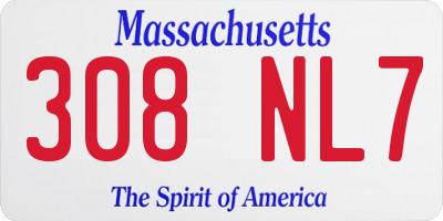 MA license plate 308NL7