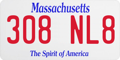 MA license plate 308NL8