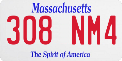 MA license plate 308NM4