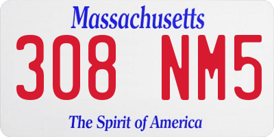 MA license plate 308NM5