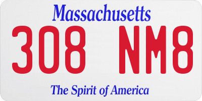 MA license plate 308NM8