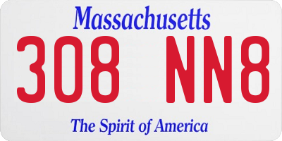 MA license plate 308NN8