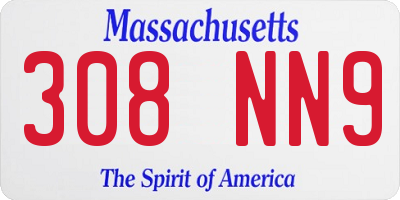 MA license plate 308NN9