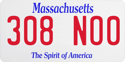 MA license plate 308NO0