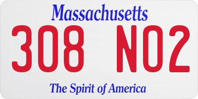 MA license plate 308NO2