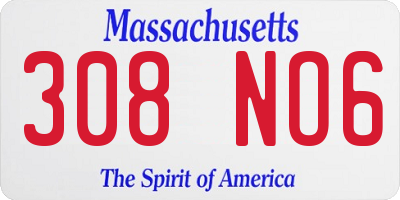 MA license plate 308NO6