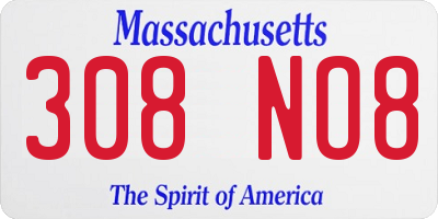 MA license plate 308NO8