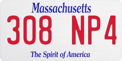 MA license plate 308NP4