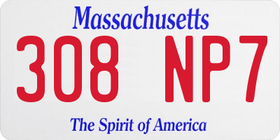 MA license plate 308NP7