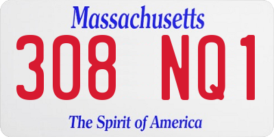 MA license plate 308NQ1