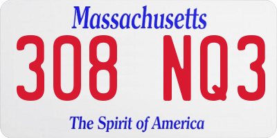 MA license plate 308NQ3