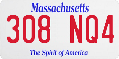 MA license plate 308NQ4