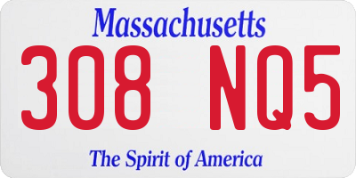 MA license plate 308NQ5