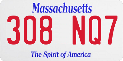 MA license plate 308NQ7