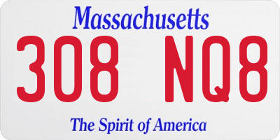 MA license plate 308NQ8