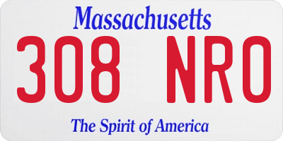 MA license plate 308NR0