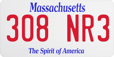 MA license plate 308NR3