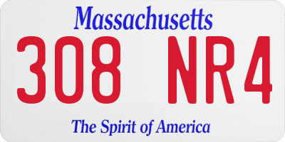 MA license plate 308NR4