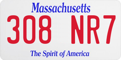 MA license plate 308NR7