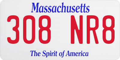 MA license plate 308NR8