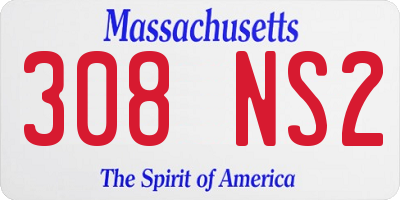 MA license plate 308NS2