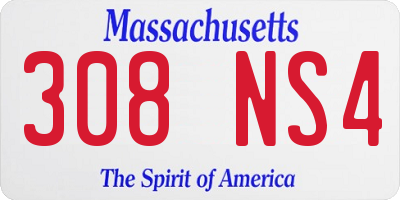 MA license plate 308NS4