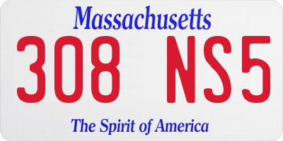 MA license plate 308NS5